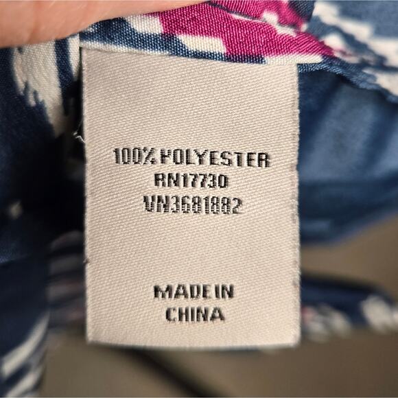 TUCKER Navy and Red Geometric Aztec Pattern Dress Long Sleeve Button Front Sz S - Picture 13 of 14